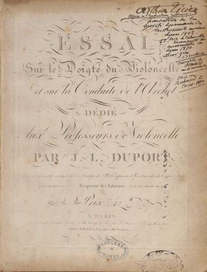 DUPORT, J. L. Essai Sur le Doigté du violoncelle et sur la conduite de Paris (Janet...