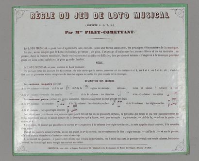null ‘Le Loto Musical de Mme Pilet-Comettant', vers 1870. Boîte imprimée en couleurs...