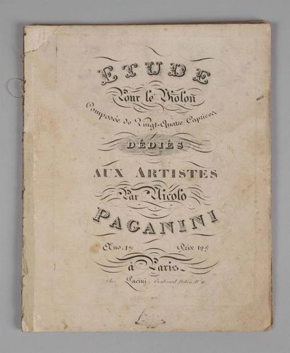 PAGANINI, NICOLO. Etudes pour le violon composé de vingt-quatre caprices..., Paris...