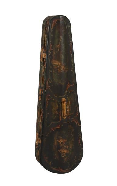 null ETUI de violon en bois laqué façon vernis
Martin, vers 1870.
Décor romantique...