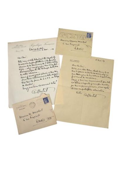 CORTOT, Alfred (1877-1962) Pianiste et chef d'orchestre. Deux L. A. S. avec enveloppes...