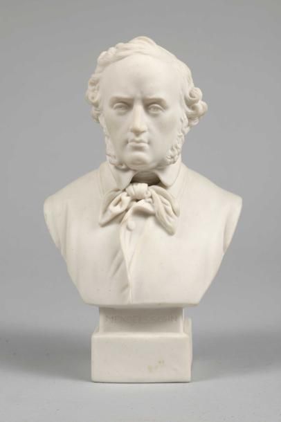 null Compositeur. Portrait en buste de Mendelssohn en biscuit Parian signé ‘R & L...