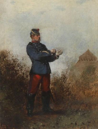 Alfred GAUBAULT (act.1879-1895) Officier d'infanterie
Huile sur panneau.

Signée...