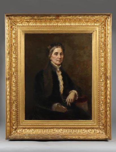 null H.94 x 72,5 cm. MOLIN Benoit (1810 - 1894), portrait d'une femme de qualité...