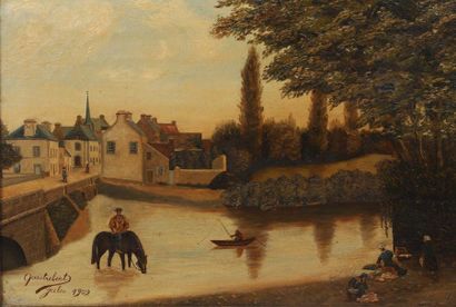 GUISTREBERT Jules Paysage au cavalier et à l'étang
Signé et daté en bas à gauche...