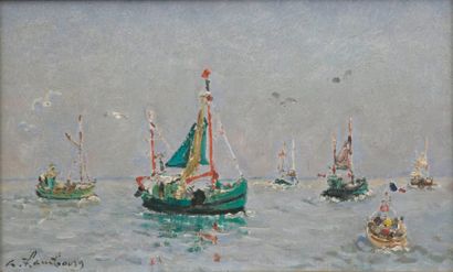 André HAMBOURG (1909- 1999) Beau temps au large Huile sur toile signée en bas à gauche,...