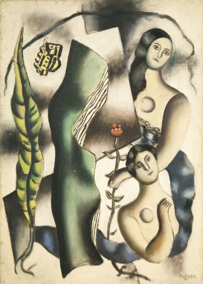 Fernand LÉGER (1881-1955) La carte postale Huile sur toile, signée en bas à droite...