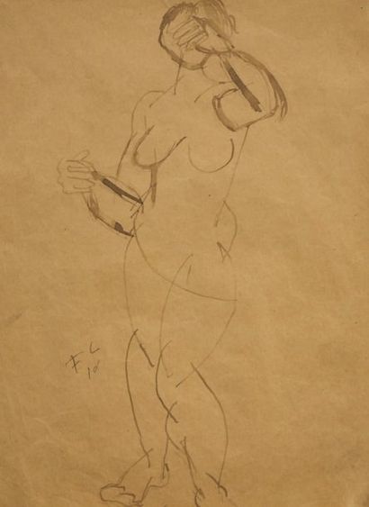 Fernand LÉGER (1881-1955) Femme nue debout, 1910 Dessin à l'encre de Chine sur papier...