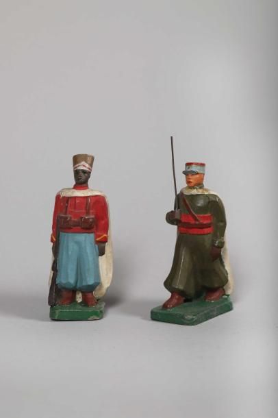 JRD Composition: Sept figurines dont Tirailleurs marocains - Officier - Tambour et...
