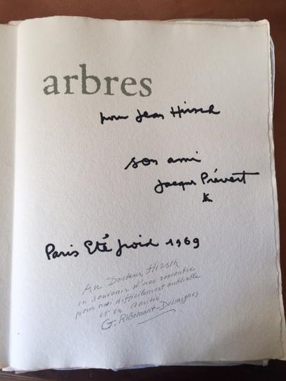 PREVERT, Jacques Arbres. Paris,
Éditions de la galerie d'Orsay, 1967. In-4, en feuilles,...