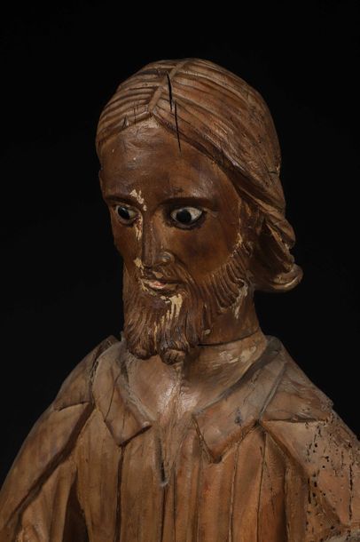 null Saint Joseph de la crêche 

Chêne sculpté, anciennement peint et yeux de verre

Espagne...