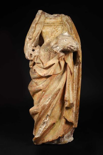 null Sculpture en pierre calcaire avec trace de polychromie, Italie, début du XVIème...