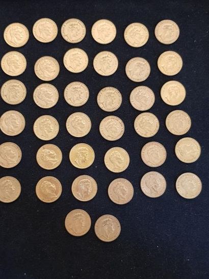 null LOT de 38 PIECES de 20 REICHSMARK OR entre 1888 et 1912: -36 pièces (A) -2 pièces...