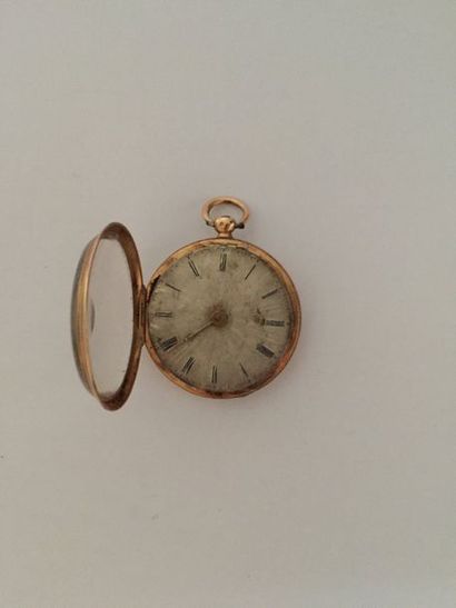 null Boîtier d'une montre en or guilloché (pb. 45gr), avec son cadran en argent guilloché,...