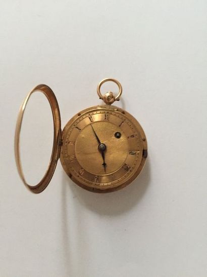null Boîtier d'une montre en or guilloché (pb. 39gr), avec son cadran en or guilloché,...