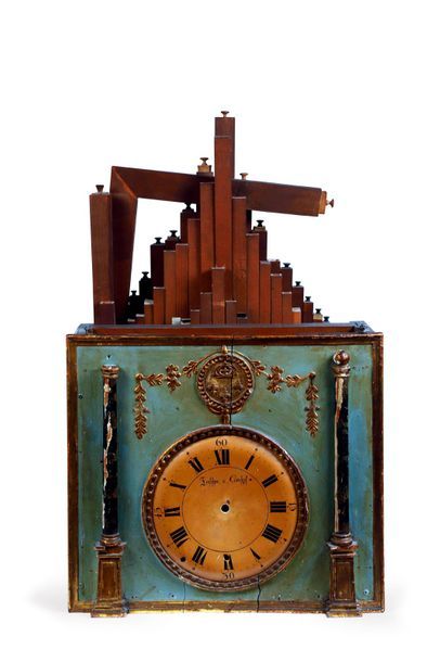 Mouvement d'une horloge à orgue, le cadran...