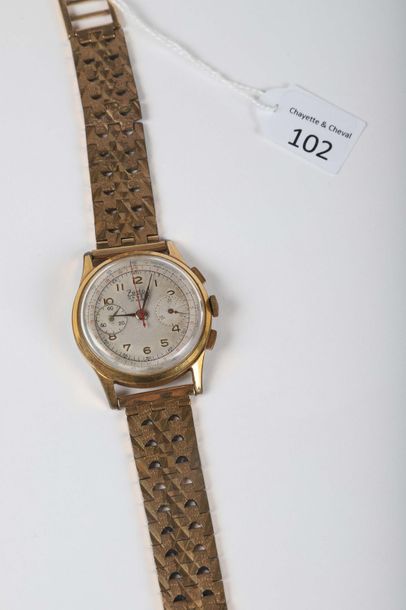 null Montre bracelet chronographe en acier et plaqué or de la marque 'Zedon Genè...