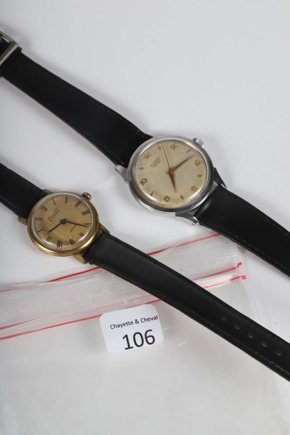 null Une montre bracelet 'Piaget' en plaqué or et une montre 'Juvenia' en acier.