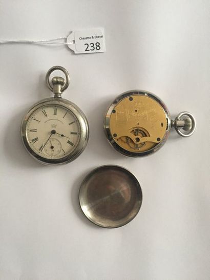 null Deux montres duplex en boîtiers nickelés du Waterbury Watch Co, Connecticut...