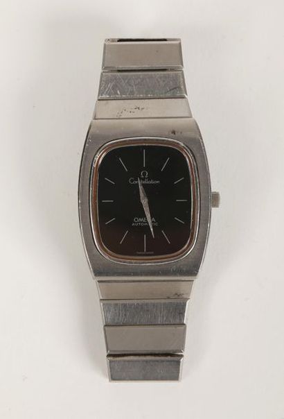 OMEGA Constellation automatic' en acier avec cadran noir. Quelques usures.