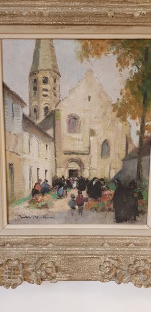 Jules René HERVÉ (1887-1981) Sortie de l'église Huile sur toile.
Signée en bas à...
