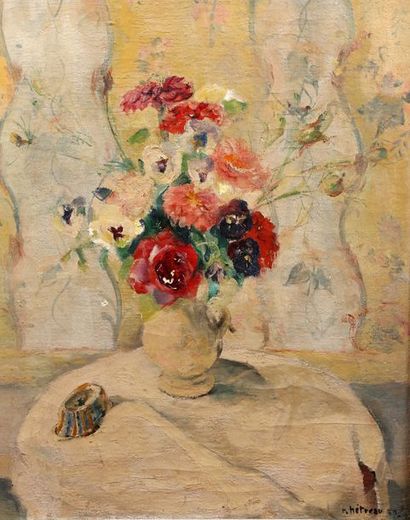 HETREAU Rémy 1913 - 2001 * «Fleurs» Huile sur toile, signée en bas à droite, datée...