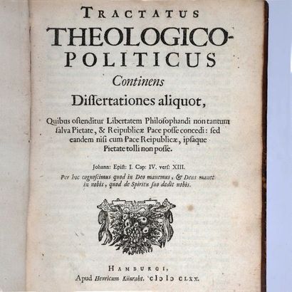 SPINOZA "Tractatus theologico politicus", 1670, Hamburg, Künraht Edition originale...