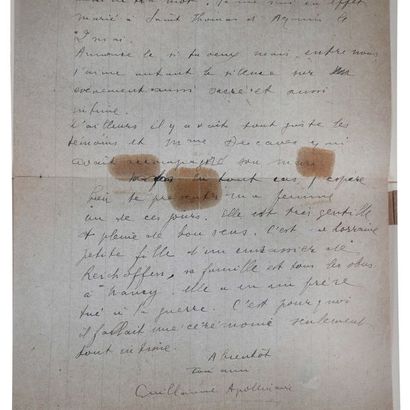 APOLLINAIRE, Guillaume "Ombre de Mon Amour", 1947 Avec une lettre signée. Le bibliophile...