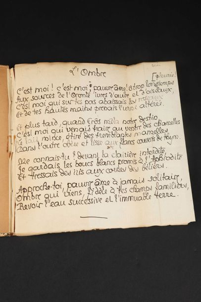 LOUYS, Pierre "Poétique", 1917 Avec un sonnet autographe de Pierre Louÿs, intitulé...