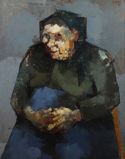 null Henri CUECO (1929-2017)
Portrait de la mère Porte
Huile sur toile.
Signée et...