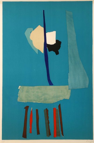 null André LANSKOY (1902-1976)

Composition fond bleu/ La chaise

Lithographie en...