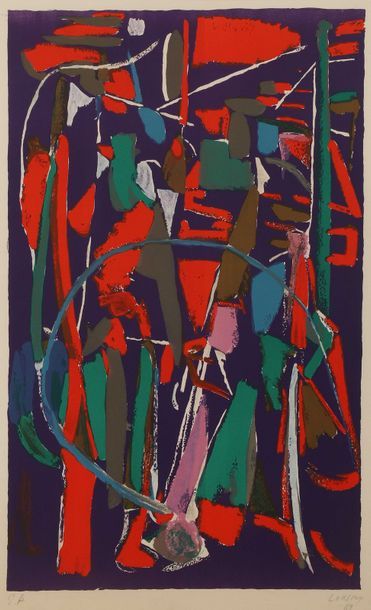 null André LANSKOY (1902-1976)

Composition fond mauve 

Lithographie en couleurs...
