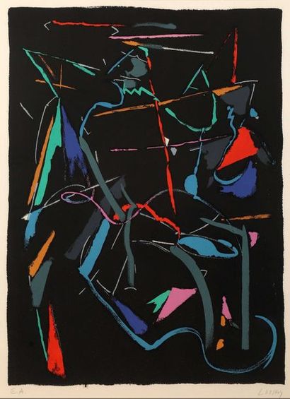 null André LANSKOY (1902-1976)

Composition fond noir

Lithographie en couleurs annotée...