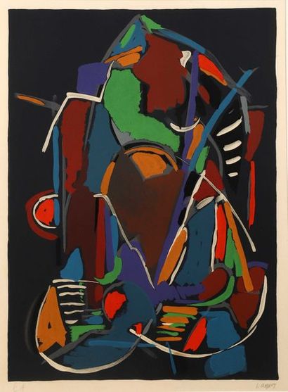 null André LANSKOY (1902-1976)

Composition fond bleu marine

Lithographie en couleurs...