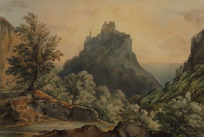 null Entourage d'Henri Joseph HARPIGNIES (1819-1916)

Les ruines d'Eze. Le château...
