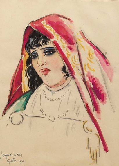 null Jacques NAM (1881-1974)

Femme voilée, Gabès (Tunisie)

Aquarelle.

Signée,...