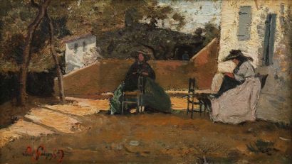 null Paul Camille GUIGOU (1834-1871)
Un après-midi au soleil, deux femmes lisant
Huile...