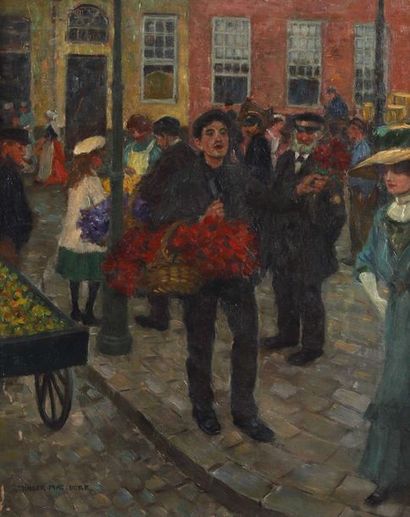 null Julius MULLER MASGORF (1863-1933)

Marchand de fleurs à la criée

Huile sur...