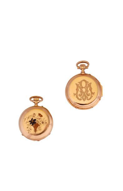 null Deux montres de col à cylindre en or dont l'une signée ‘Giteau Elève de Breguet,...