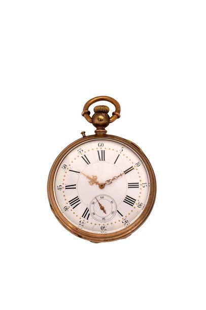 null Montre à ancre, non signée, vers 1880.
Cadran en émail blanc, chiffres romains...