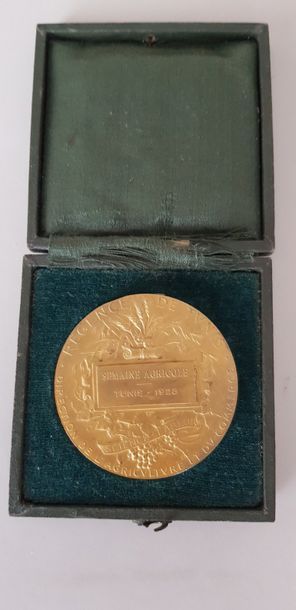 null Deux médailles, Semaine Agricole Tunis 1928 et Prix de tir offert par le Ministre...