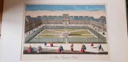 null Sept gravures sur le thème des monuments de Paris et Versailles.