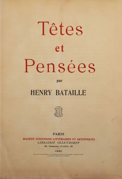 null BATAILLE, Henry. Têtes et pensées, Paris 1901. In-folio, album en toile et carton...