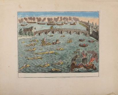 null [ROUEN]. La triomphe de la rivière à Rouen l’an 1550, tiré de Bernard de Montfaucon,...