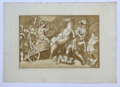 null SCACCIATI, Andrea II (1725-1771). ‘La Bataille au chariot’, d’après Giulio Romano....