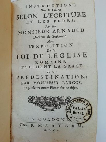null Un exemplaire royal, Doctrine de l'église sur la Grace par Monsieur Arnauld...