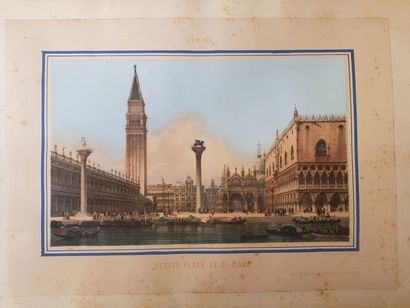 null Album de voyage Venise et Florence, fin XIXe siècle, dont 3 lithographies délicatement...