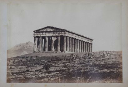 null Cercle de Eugène PIOT (1812-1890), 2 vues de temple Grec en Italie Agrigente...