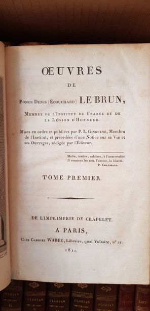 null Lot de livres XIXème s. : Oeuvres de Lebrun, 4 volumes, complet ; Oeuvres de...