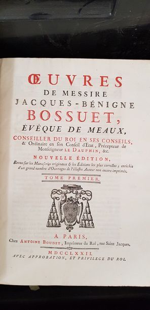 null Les oeuvres de Bossuet, 1777, 12 volumes reliés, 2 reliures différentes